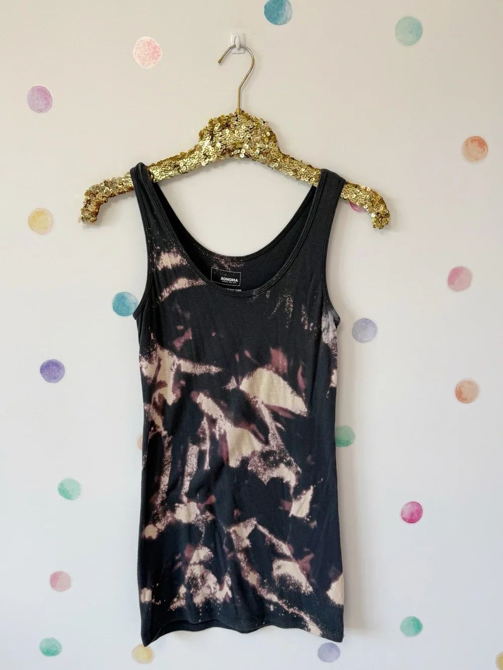 Tie-Dye Grey Scoop Neck Tank Top